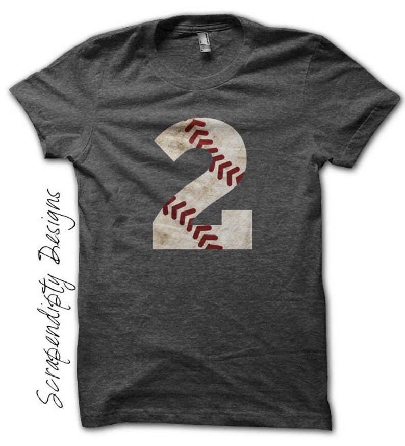 Digital File, Baseball Number 2 Iron on Transfer, Number Two Baseball Shirt, Baseball Mom Tshirt, Toddler Baseball Birthday Moms Tball Shirt image 1