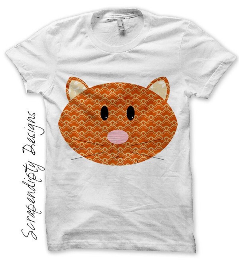 Digital File, Kitty Cat Kids Clothing, Cat Iron on Transfer, Animal Iron on Shirt, Kids Girls Clothing Top, Cute Kids Clothes image 1