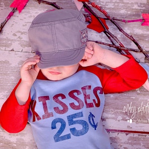 Digital File, Love Iron on Transfer, Iron on Valentines Shirt, Boys Valentines Day Outfit, Kisses 25 Cents T-Shirt, Valentine Clothes DIY image 3