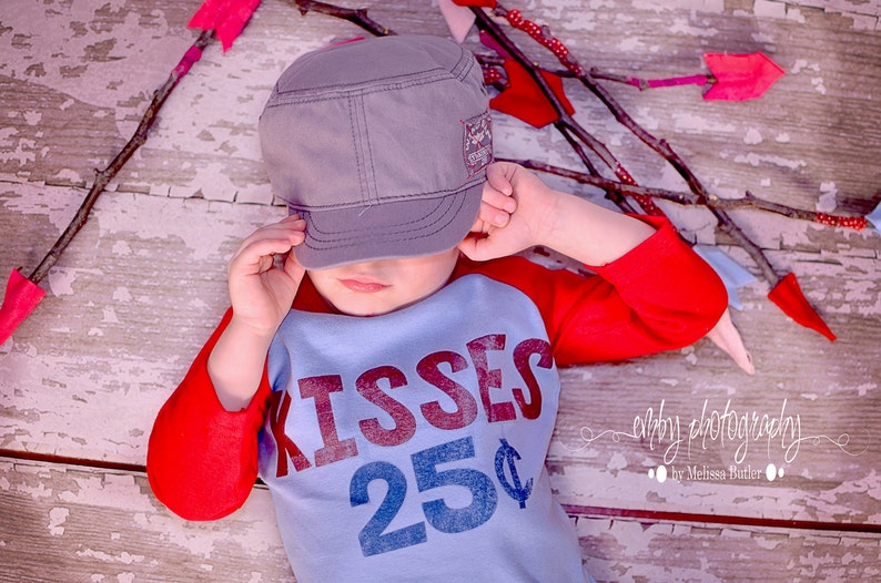 Digital File, Love Iron on Transfer, Iron on Valentines Shirt, Boys Valentines Day Outfit, Kisses 25 Cents T-Shirt, Valentine Clothes DIY image 3