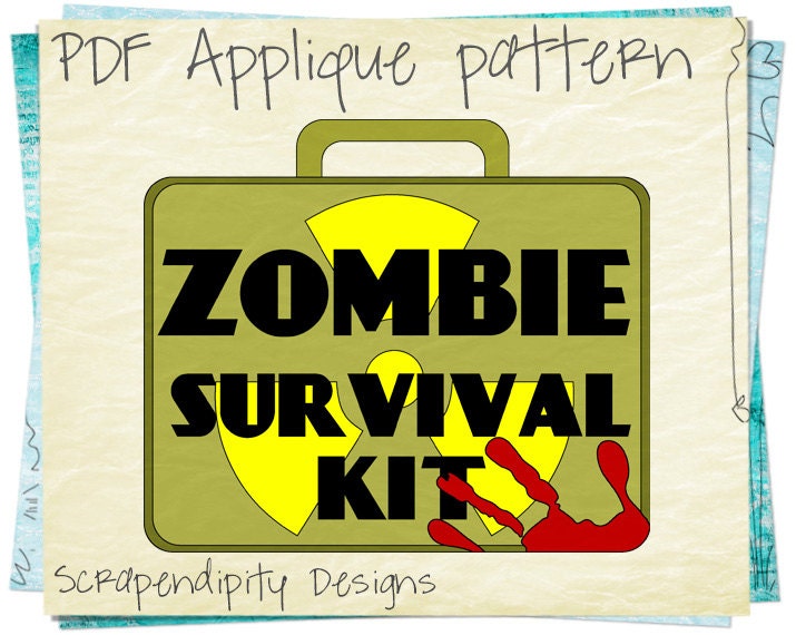 Zombie Applique Pattern Survival Kit Quilt Applique Template Etsy