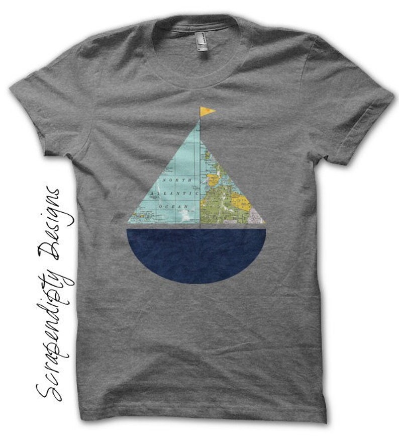 Digital file, Sailboat Iron on Shirt, Kids Iron on Transfer, Sail Boat Nursery Decor, Sailboat Shirt, Kids Toddler Clothing Tshirt, Sailing image 1