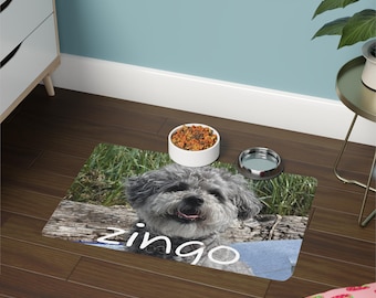 Alfombrilla personalizada para mascotas con foto de perro, 12x18 / Alfombrilla personalizada para alimentar mascotas con nombre