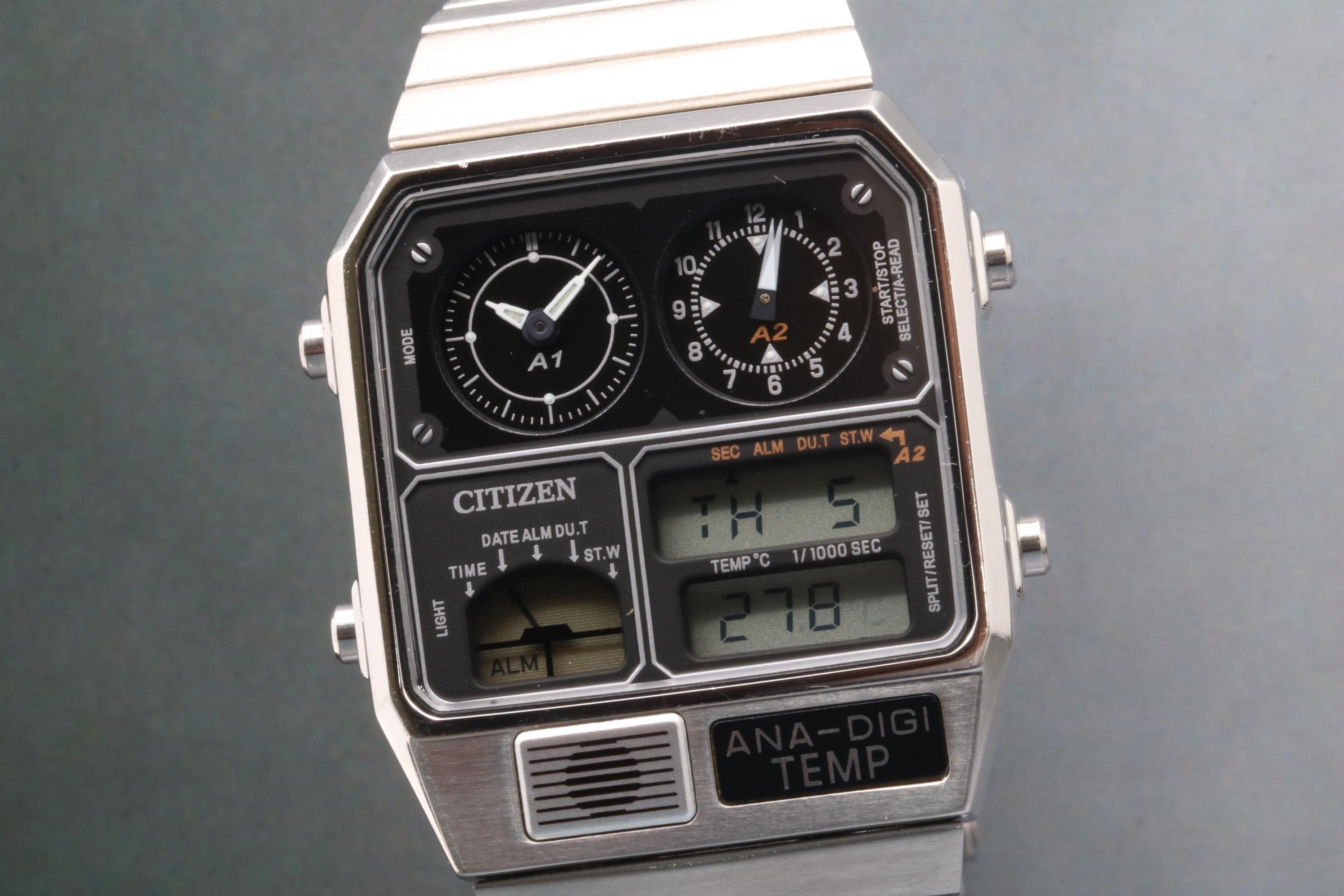 時計 CITIZEN ANA-DIGI TEMP 8989-S116872 N MINT Citizen Ana-digi Temp 8989-S116872 31mm Silver & Black