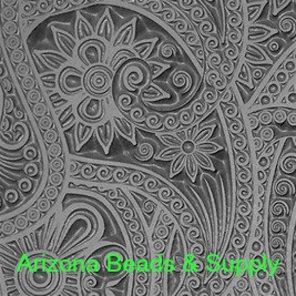 Texture Tile Sheet - Fancy Flowing Paisley - Free Shipping - Polymer, Metal & PMC Clays