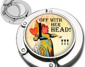 Queen of Hearts from Alice in Wonderland Quotes Purse Hook Bag Hanger Lipstick Compact Mirror