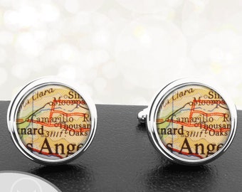 Hollywood map cuff links wedding or anniversary gift film industry gift Universal City map gift CA cufflinks Hollywood