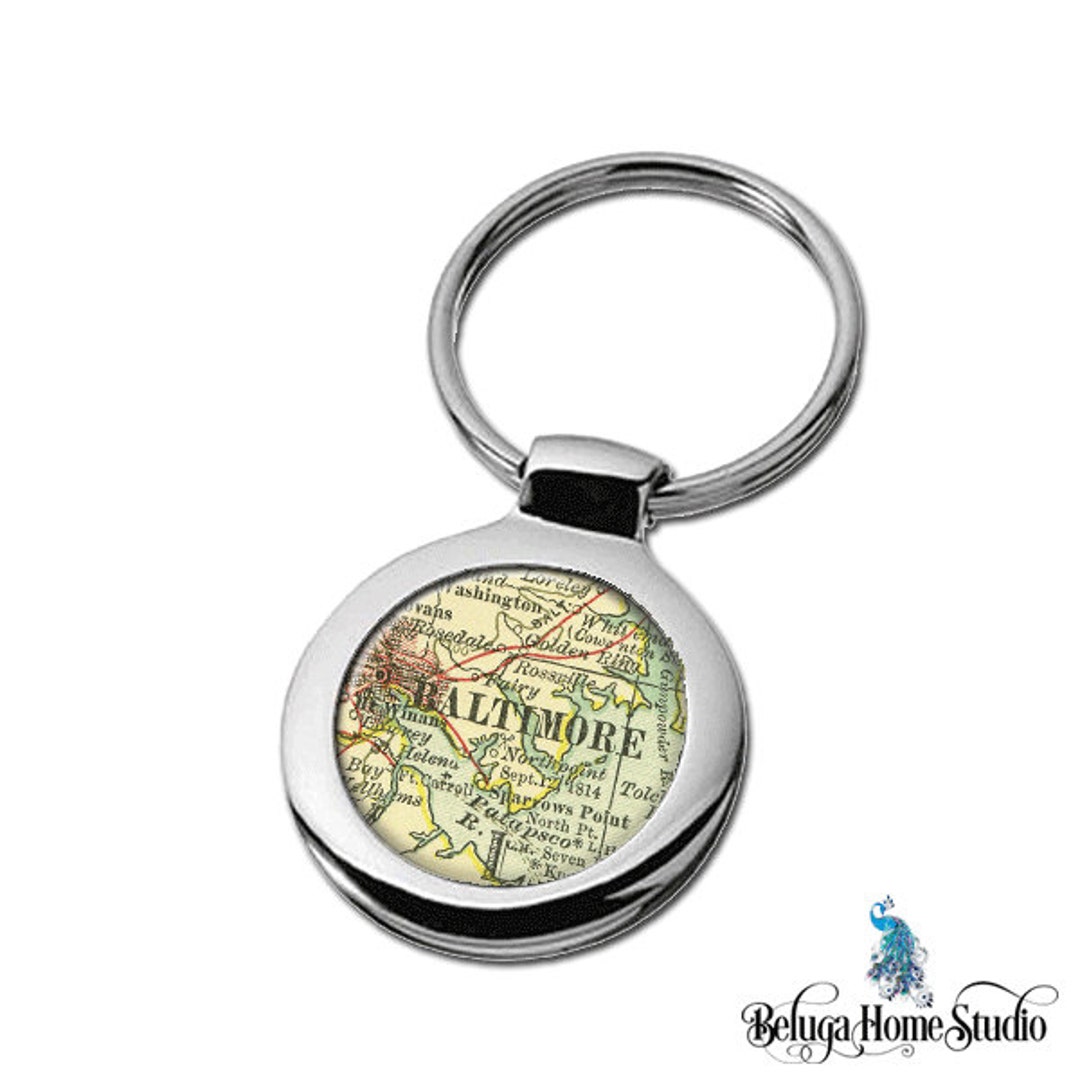 Map Keychain Baltimore Maryland Key Ring Fob - Etsy