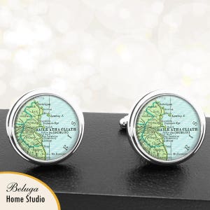 Karte Manschettenknöpfe Dublin Irland handgemachte Cuff Links Irish City Karten Trauzeugen Hochzeiten Väter Väter