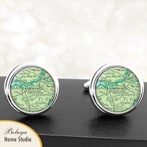 Kaart Manchetknopen Limerick Ierland handgemaakte Cuff Links Ierse stad kaarten Groomsmen bruiloften vaders vaders