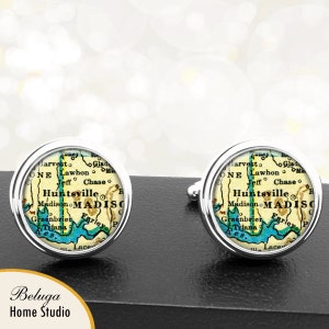 Manschettenknopf Huntsville AL handgemachte Cuff Links Stadtstaat ordnet Alabama Groomsmen Hochzeit Partei Väter Väter Männer