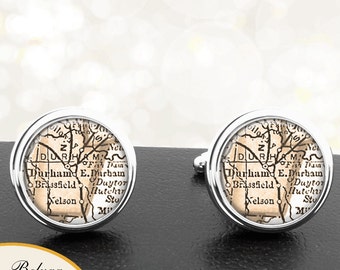 Cufflinks Durham North Carolina handgemachte Cuff Links Stadtstaat ordnet NC Groomsmen Hochzeit Partei Väter Väter Männer