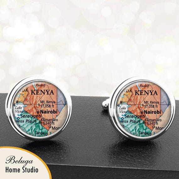 Select Gifts Kenya Flag Cufflinks Engraved Tie Clip Matching Box Set