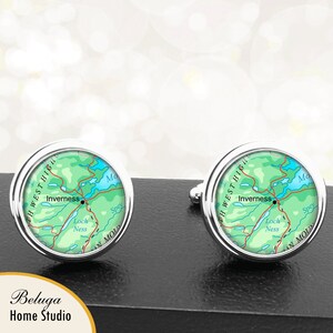 Map Cufflinks Inverness United Kingdom Cuff Links Europe Scotland UK for Groomsmen Wedding Party Fathers Dads Men