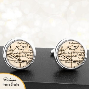 Manchetknopen tuin stad KS handgemaakte Cuff Links stadstaat kaarten Kansas Groomsmen bruiloft partij vaders vaders mannen