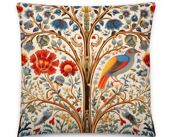 William Morris Kissen Vögel in einem Baum, Dekokissen, Sofa oder Stuhl Akzent, Housewarming Geschenk, Home Decor, inklusive Einsatz, Vogelliebhaber
