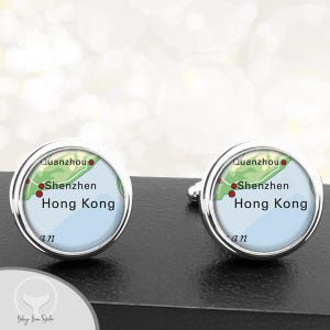 Hong Kong Map Manschettenknöpfe, China, chinesische Städte & Länder, Manschettenknöpfe Trauzeugen Hochzeiten Väter Väter Männer Abschlussfeier