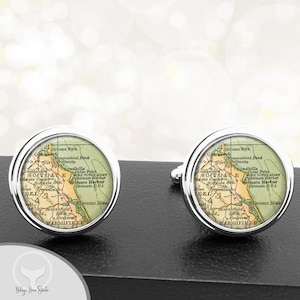 Massachusetts Karte Manschettenknöpfe / Scituate MA / Custom Manschettenknöpfe Zustand der Masse / Vintage Karte Geschenke / Bräutigam Hochzeit Abschluss Vatertag