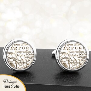 Kaart van manchetknopen Belair Maryland handgemaakte Cuff Links stadstaat Maps MD Groomsmen bruiloft partij vaders vaders mannen