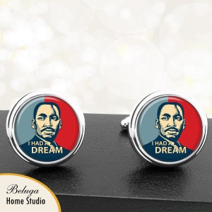 Cufflinks MLK Jr / Martin Luther King Jr I Had A Dream / Black Icons Famous Men / Cuff Links Groomsmen Wedding Fathers Dads Gifts Him