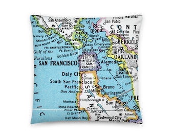 San Francisco California Map Pillow / Throw Pillow / CA State City Maps Home Decor / Custom Pillows / Housewarming New Home Wedding Gifts