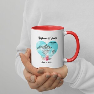 Personalized Map Heart Mug with Color Inside, Tropical Island, Turks and Caicos, Honeymoon Destination, Unique Wedding Gift, Anniversary