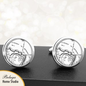 Kaart van manchetknopen New York West Point handgemaakte Cuff Links VS stadstaat Maps NY Groomsmen bruiloft vaders vader mannen