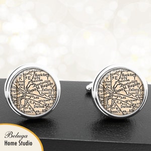 Kaart van manchetknopen Grand Rapids Michigan handgemaakte Cuff Links stadstaat Maps MI Groomsmen bruiloft partij vaders vaders mannen