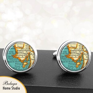 Mapa Cufflinks Guayaquil Ecuador Cuff Vincula Países de País Sudamericanos para Padrinos Fiesta de Boda Padres Papás Hombres