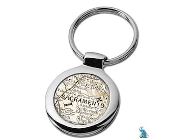 Map Keychain Sacramento California Key Ring Fob