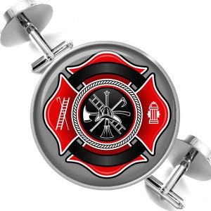 Cufflinks Fire Fighter Maltese Cross Firemen Symbol of Protection Groomsmen Wedding Party Fathers Dads Men