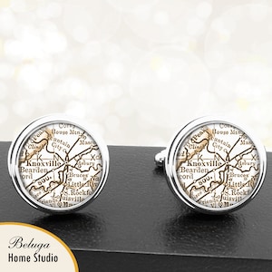 Kaart van manchetknopen Knoxville TN handgemaakte Cuff Links VS stadstaat Maps Tennessee Groomsmen bruiloft partij vaders vaders mannen