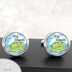 Kaart Fiji-eilanden Manchetknopen, manchetknopen Bruidsjonkers Bruiloften Vaders Vaders Mannen Afstudeercadeaus