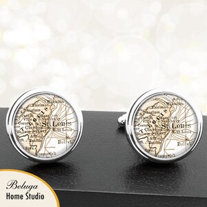 Kaart van manchetknopen St Louis MO handgemaakte Cuff Links stadstaat Maps Missouri Groomsmen bruiloft partij vaders vaders mannen