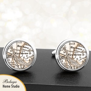 Manchetknopen nieuwe Berner North Carolina handgemaakte Cuff Links stadstaat kaarten NC Groomsmen bruiloft partij vaders vaders mannen