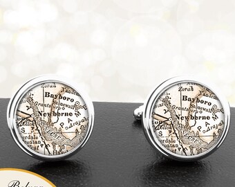 Manschettenknöpfe neue Bern North Carolina handgemachte Cuff Links Stadtstaat ordnet NC Groomsmen Hochzeit Partei Väter Väter Männer