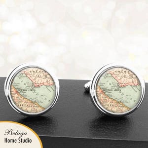 Carte de boutons de manchette Buenos Aires Argentine boutons de manchette en Amérique du Sud les pays pour les garçons d’honneur mariage fête des pères fête les papas hommes