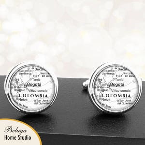 Mapa Cufflinks Bogotá Columbia Manguito Enlaces Países sudamericanos país para los padrinos boda fiesta Padres papás hombres