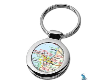 Map Keychain Monterey California Key Ring Fob