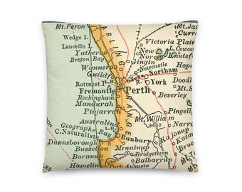 Australia Map Pillow / Perth / Home Decor / New Home Housewarming Gifts / Decorative Throw Pillows / Insert is Included / Square or Lumbar