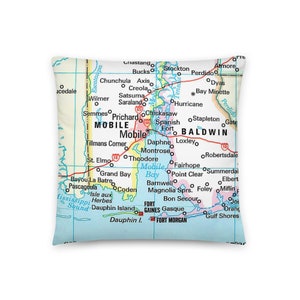 Mobile Alabama Kissen / Bundesstaat AL / USA Städte und Gemeinden / Neues Zuhause Geschenk / Dekorateur Kissen / Wohnkultur / Inklusive Einsatz