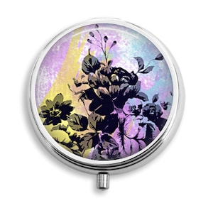 Pill Box Pill Case Pretty Colorful Watercolor Floral Pill Container Trinket Box Vitamin Holder Medicine Box