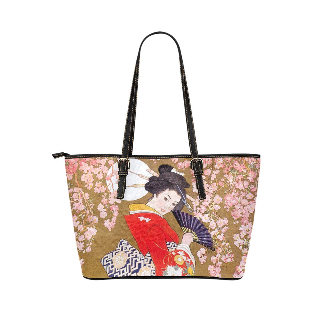 Leather Tote Bag, Miss Toykyo, Geisha Japanese Lady