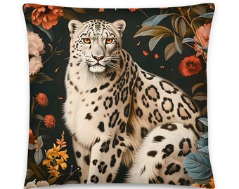 William Morris Kissen Schnee Leopard, Dekokissen, Sofa, Stuhlakzent, Einweihungsparty, Wohnkultur, mit Einsatz, weiße Katzen, Wildtiere