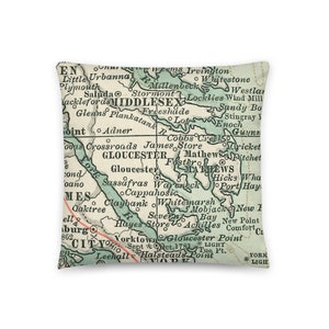 Gloucester Virginia Karte Kissen / City State VA Dekokissen / Home Decor / Custom Map Kissen / Housewarming-neues Zuhause Hochzeitsgeschenke