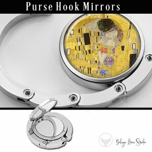 Klimt Famous Artist Mirror, The Kiss, Holiday Gift, Alphabet Letters, Choose Pocket Mirror, Purse Hook or Compact Mirror image 3