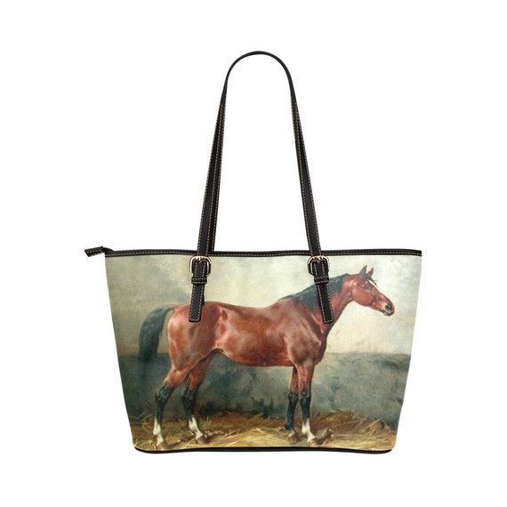 Sac fourre tout en cuir personnalis cheval brun vintage sac