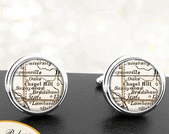 Cufflinks Chapel Hill North Carolina handgemachte Cuff Links Stadtstaat ordnet NC Groomsmen Hochzeit Partei Väter Väter Männer