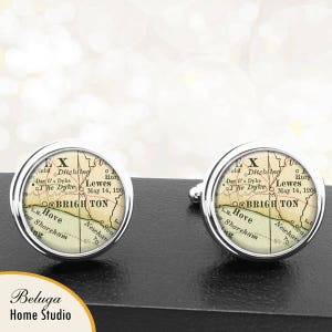 Carte Boutons de manchette Brighton Angleterre Royaume-Uni Royaume-Uni Boutons de manchette pour les garçons d’honneur Groom Fiance Anniversaire Mariages Pères Papas Hommes