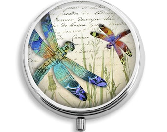 Pill Case Dragonflies in the Meadow Case Trinket Box Vitamin Holder Medicine Box Mint Tin Gifts For Her